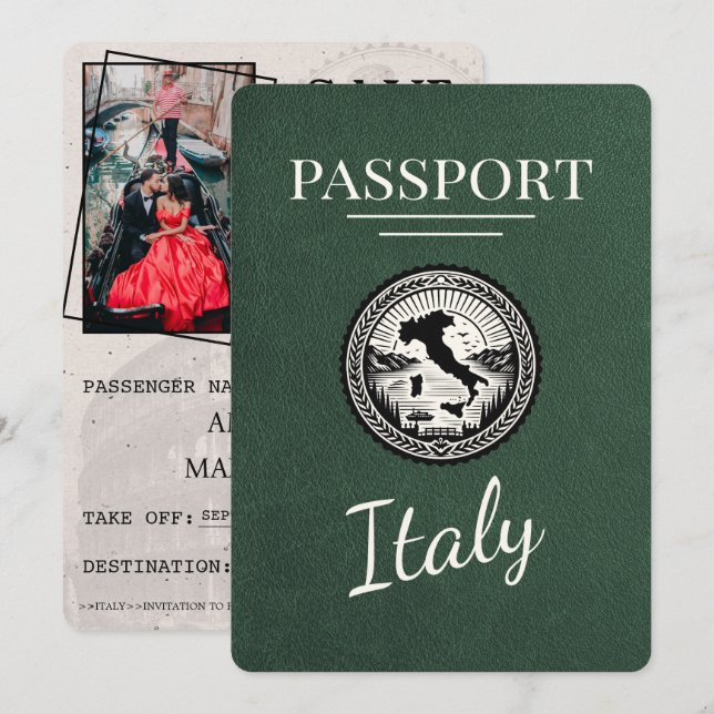 Reserva La Fecha Pasaporte verde de Italia (Anverso / Reverso)