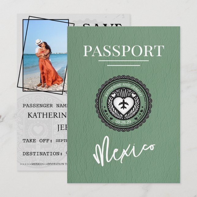 Reserva La Fecha Pasaporte verde de México salva la fecha (Anverso / Reverso)