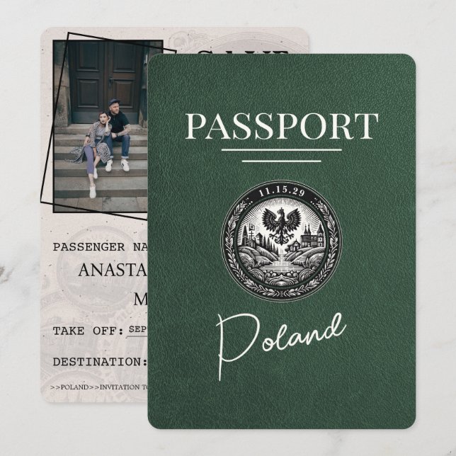 Reserva La Fecha Pasaporte verde de Polonia Salven la fecha (Anverso / Reverso)
