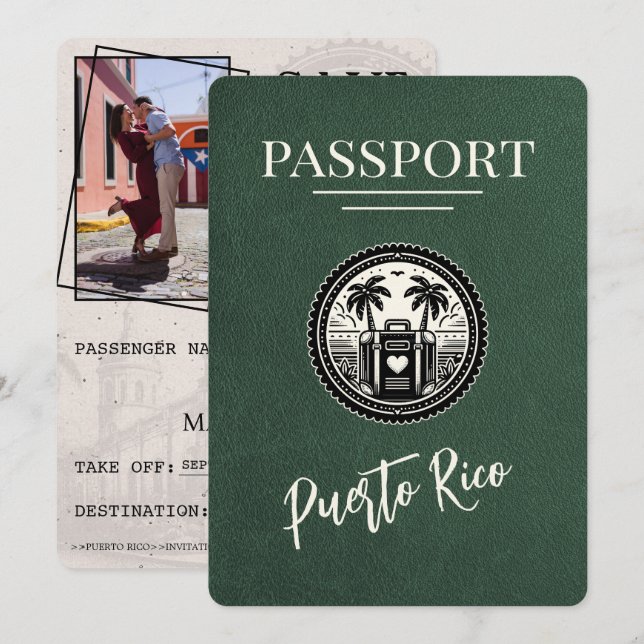 Reserva La Fecha Pasaporte verde de Puerto Rico (Anverso / Reverso)