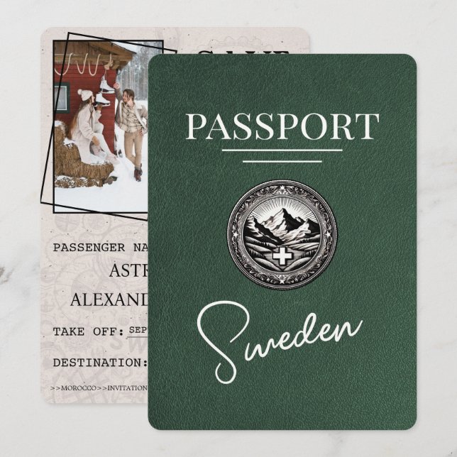 Reserva La Fecha Pasaporte verde de Suecia Salva la fecha (Anverso / Reverso)