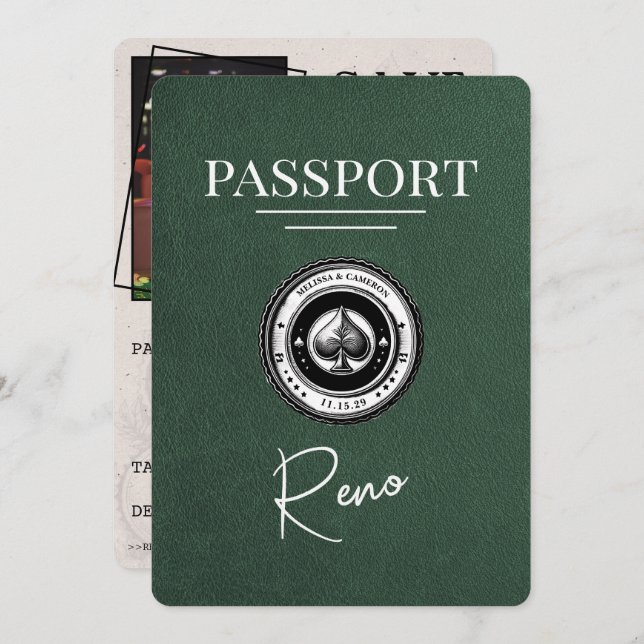 Reserva La Fecha Pasaporte verde Reno Guardar la fecha (Anverso / Reverso)