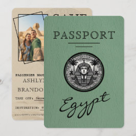 Reserva La Fecha Pasaporte Verde Salvia Egipto Boda Guardar la Fech