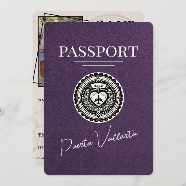 Reserva La Fecha Pasaporte Violet Purple Puerta Vallarta (Anverso / Reverso)