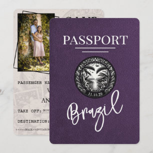 Reserva La Fecha Pasaporte violeta púrpura de Brasil salva la fecha