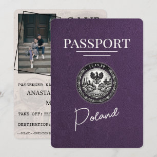 Reserva La Fecha Pasaporte violeta púrpura polaca salva la fecha