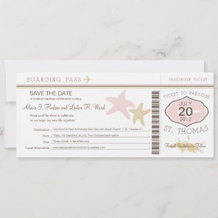 Reserva La Fecha Pase de embarque de Boda de St. Thomas