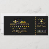Pase Vip Elegante Boda Acceso Exclusivo Dorado