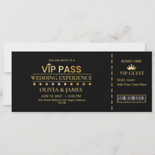 Reserva La Fecha Pase Vip Elegante Boda Acceso Exclusivo Dorado