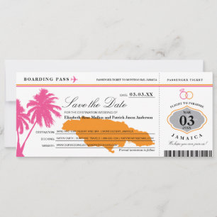 Reserva La Fecha Pasos de embarque de Jamaica rosa y Naranja salvan