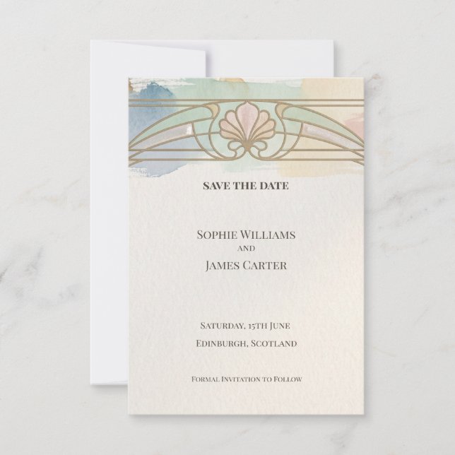 Reserva La Fecha Pastel Art Nouveau Save The Date (Anverso)