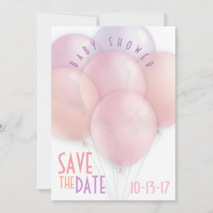 Reserva La Fecha Pastel Balloons Baby Shower Guardar la fecha