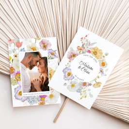 Reserva La Fecha Pastel Bloom Floral Wreath Boda