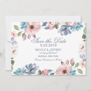 Reserva La Fecha Pastel Blue Pink Purple Wedding Save the Date