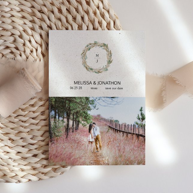 Reserva La Fecha Pastel Boho Floral Neutral Añadir imagen Guardar f (Subido por el creador)