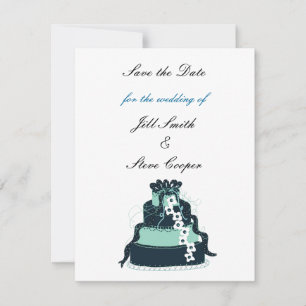 Reserva La Fecha Pastel de Boda Verde Azul Claro para Guardar la Fe