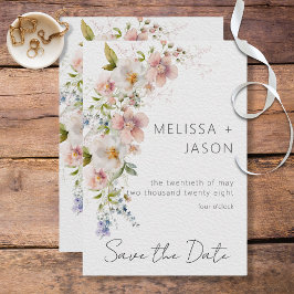 Reserva La Fecha Pastel Floral Moderno Boda