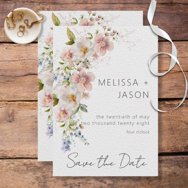 Reserva La Fecha Pastel Floral Moderno Boda (Subido por el creador)