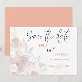 Reserva La Fecha Pastel Florals Boda Coral Guardar La Fecha