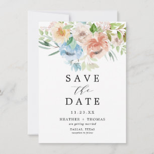 Reserva La Fecha Pastel Garden Blue Watercolor Floral
