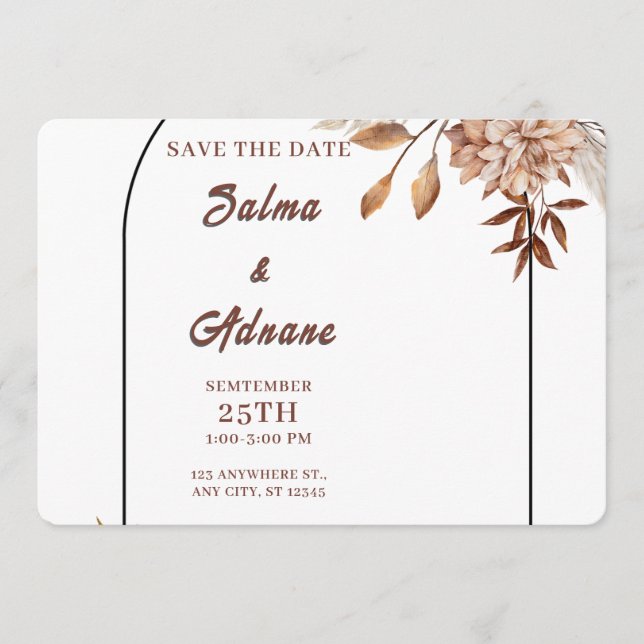 Reserva La Fecha Pastel & Gold Floral Save the Date  (Anverso)