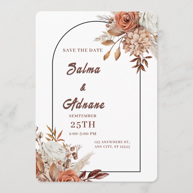 Reserva La Fecha Pastel & Gold Floral Save the Date  (Anverso)
