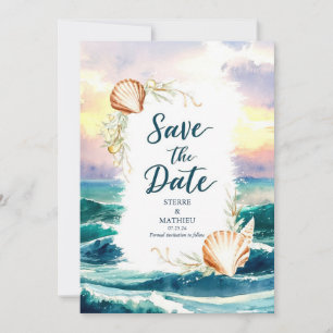 Reserva La Fecha Pastel Modern Beach Weddin
