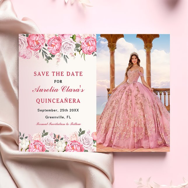 Reserva La Fecha Pastel romántico Rosas Dulce Floral 16 Foto (Subido por el creador)