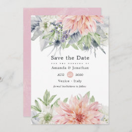 Reserva La Fecha Pastel Rubor Pink Dahlia Wedding Save The Date