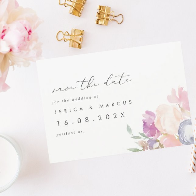 Reserva La Fecha Pastel Spring Floral Wedding Save The Date (Subido por el creador)