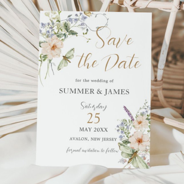 Reserva La Fecha Pastel Wildflower Garden Delicate Boda Floral (Subido por el creador)