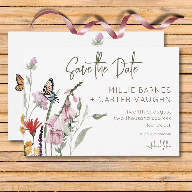 Reserva La Fecha Pastel y Borgoña florecen Bodas modernos (Pastel & Burgundy Blooms Floral Modern Wedding Save The Date)