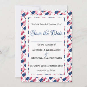 Reserva La Fecha Patriotic USA FLAG Personalizada Scripting America