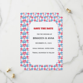 Reserva La Fecha Patrón de boda moderno y vibrante con flores