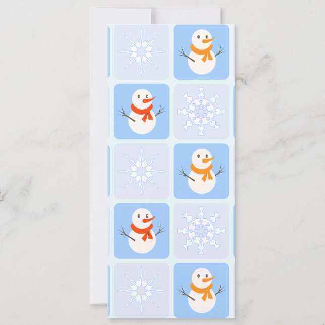 Reserva La Fecha Patrón de invierno de snowman y copos de nieve (Anverso)