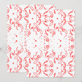 Reserva La Fecha Patrón de paisley rojo y blanco: estampa floral de