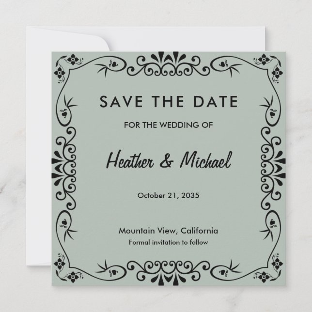 Reserva La Fecha Patrón floral de boda de fecha de salvado (Anverso)