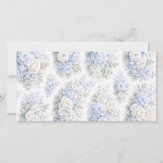 Reserva La Fecha Patrón Floral Elegante de Acuarela Azul Suave Blan