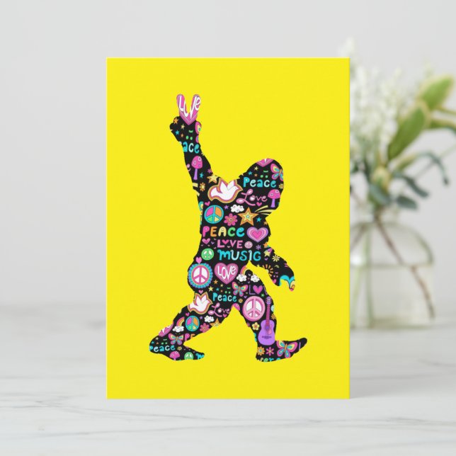 Reserva La Fecha Peace Love Bigfoot Hippie Funny Bigfoot Lover (Anverso de pie)