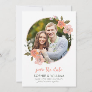 Reserva La Fecha Peach Delicate Floral Photo Save the Date