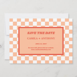 Reserva La Fecha Peach Fuzz Red Checkered Gingham Pattern