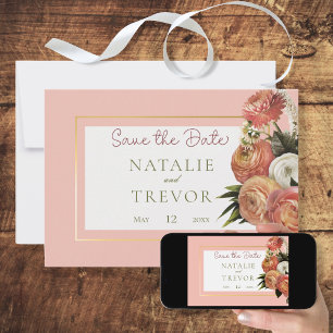 Reserva La Fecha Peach Mimosa Blooms Floral Save the Date Card
