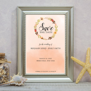 Reserva La Fecha Peach Ombre Wreath Boda