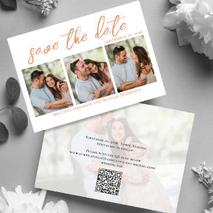 Reserva La Fecha Peach Script Multi Photo Guardar el Boda de fechas