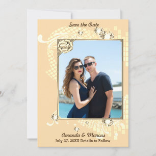 Reserva La Fecha Peach with Frame & Diamonds Image