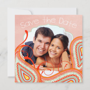 Reserva La Fecha Peach Yellow Coral Mint Photo Modern Save the Date