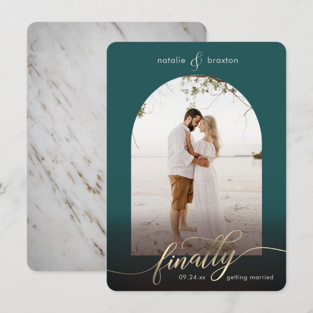 Reserva La Fecha Peacock finalmente se casa y fotografía de ventana (Anverso / Reverso)