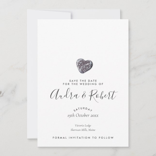Reserva La Fecha Pebble Heart Discovery Save the Date (Anverso)