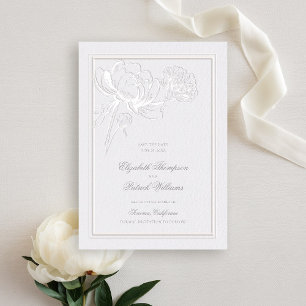 Reserva La Fecha Peonies Marfil Boda de marco clásico elegante form