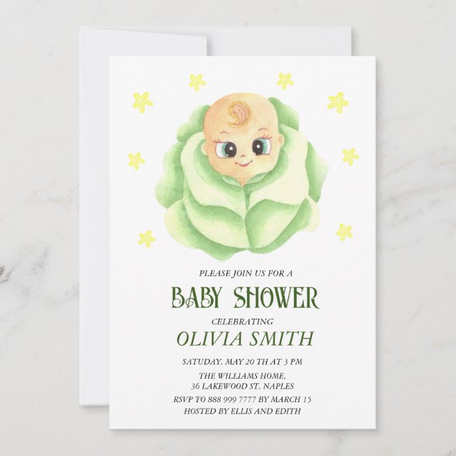 Reserva La Fecha Pequeño chica de Baby Shower (Anverso)